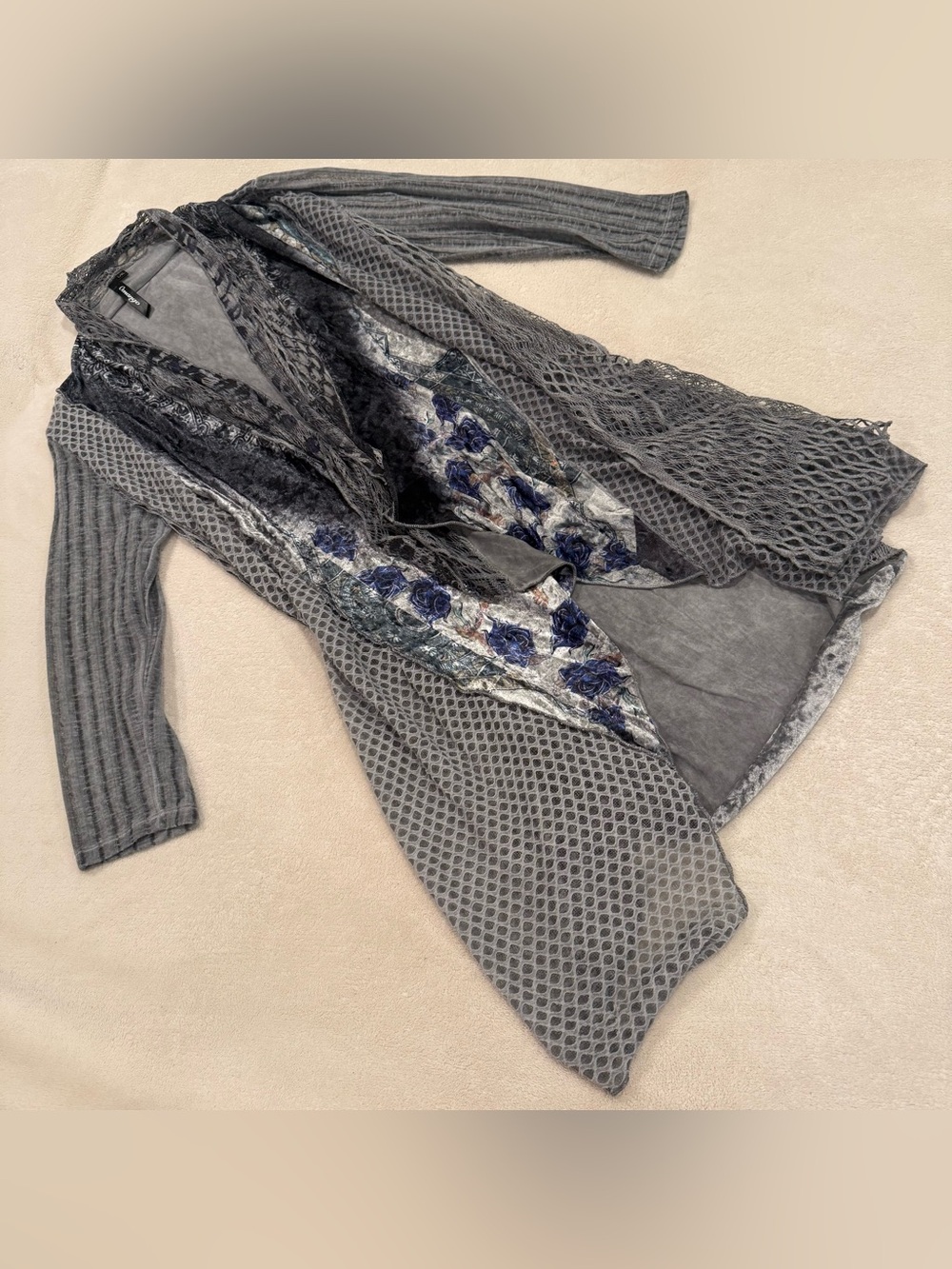 Grey boho open cardigan
